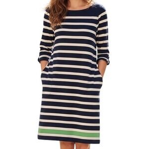 Joe Fresh Navy Cream Stripe Boat Neck 3/4 Sleeve Casual Dress S